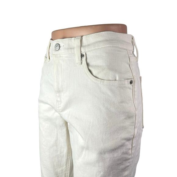 Uniqlo Women's White Mid Rise Straight Tapered Ankle Denim Jeans Pants Size 25 - Picture 3 of 5